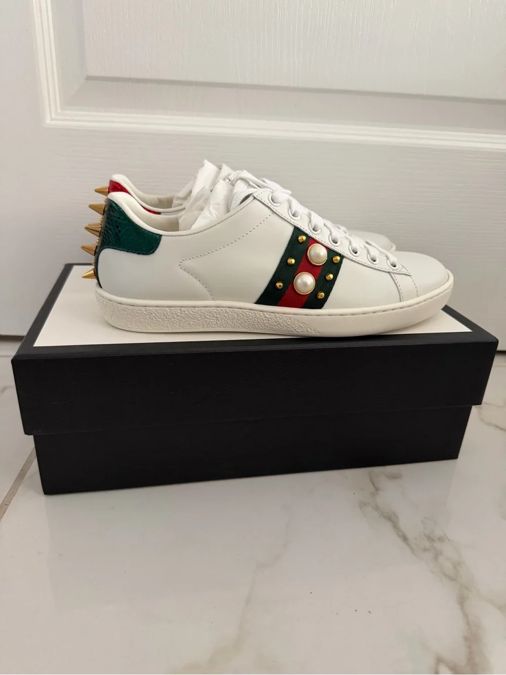 Gucci Ace Studded Pearl Sneakers - Picture 3 of 7